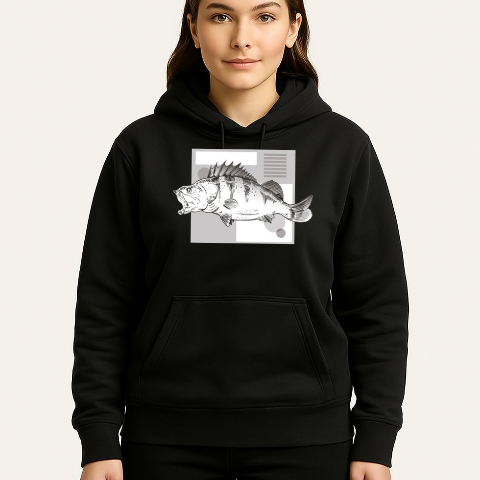 River Perch Fish Sketch Hoodie