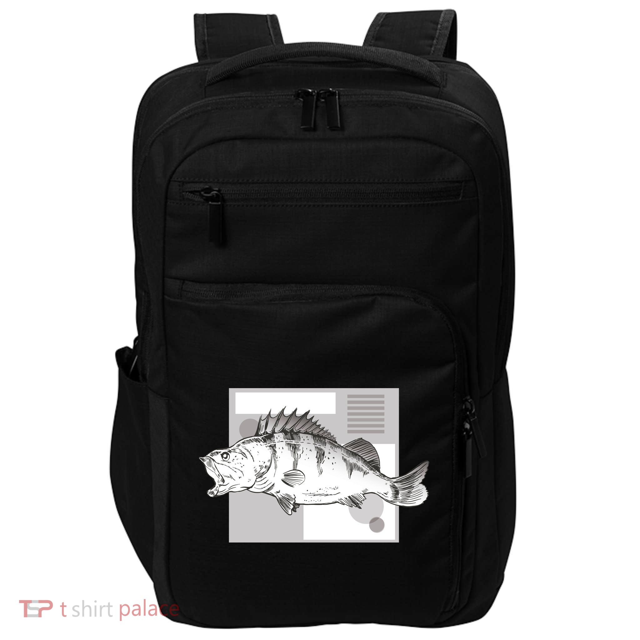 River Perch Fish Sketch Impact Tech Backpack