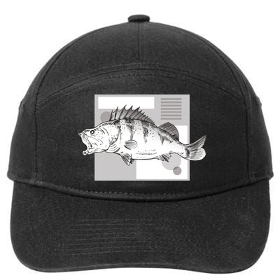 River Perch Fish Sketch 7-Panel Snapback Hat