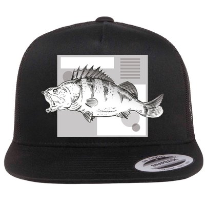 River Perch Fish Sketch Flatbill Hat