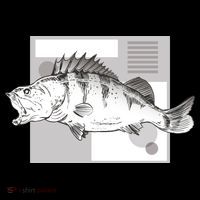 River Perch Fish Sketch Flatbill Hat