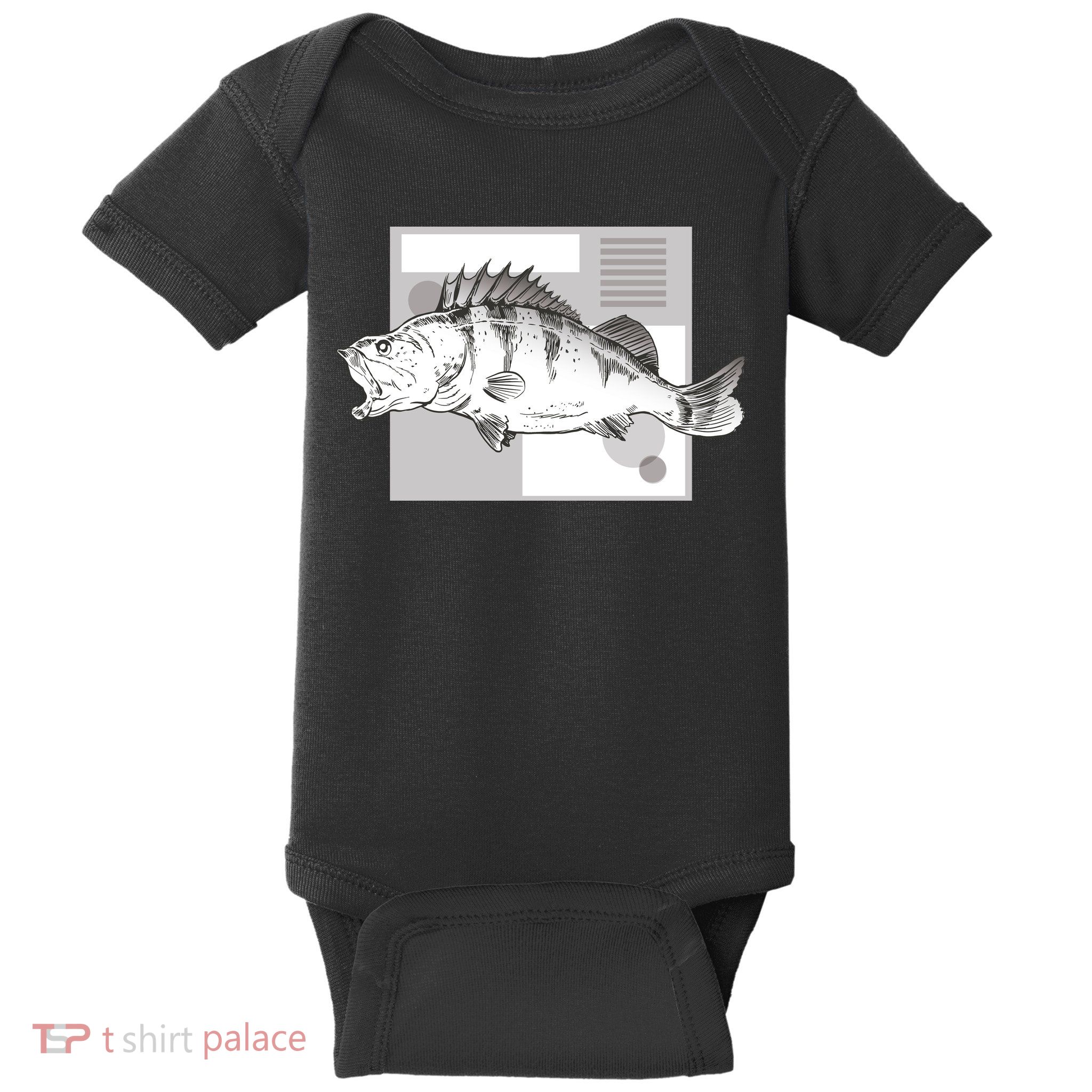 River Perch Fish Sketch Baby Bodysuit
