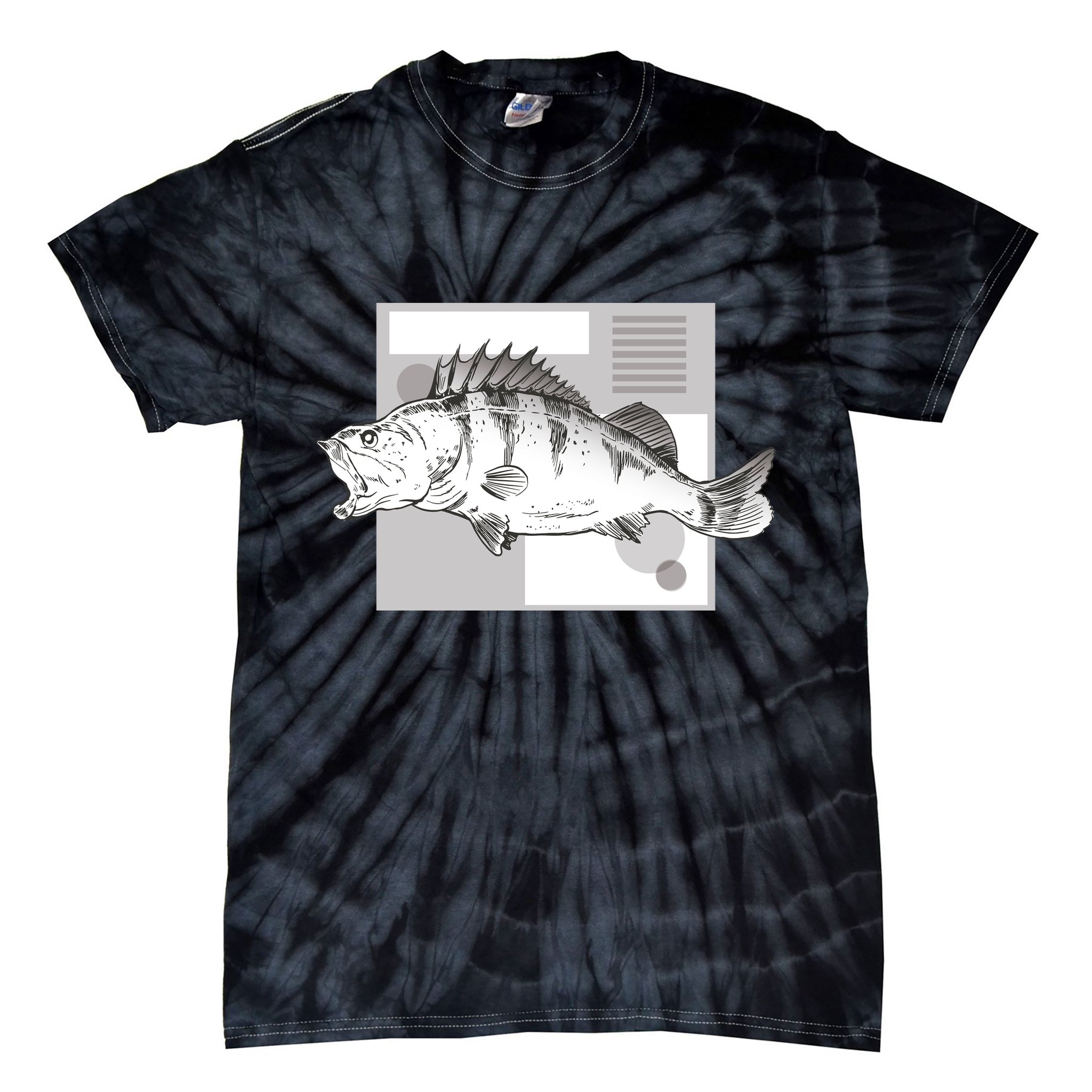 River Perch Fish Sketch Tie-Dye T-Shirt