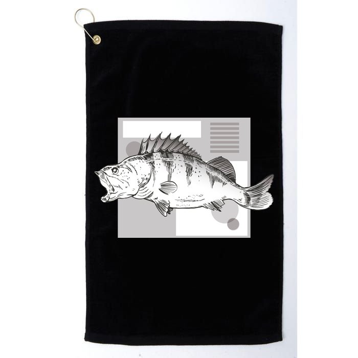 River Perch Fish Sketch Golf Towel