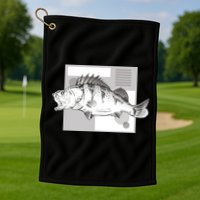 River Perch Fish Sketch Golf Towel