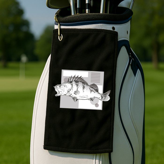 River Perch Fish Sketch Golf Towel