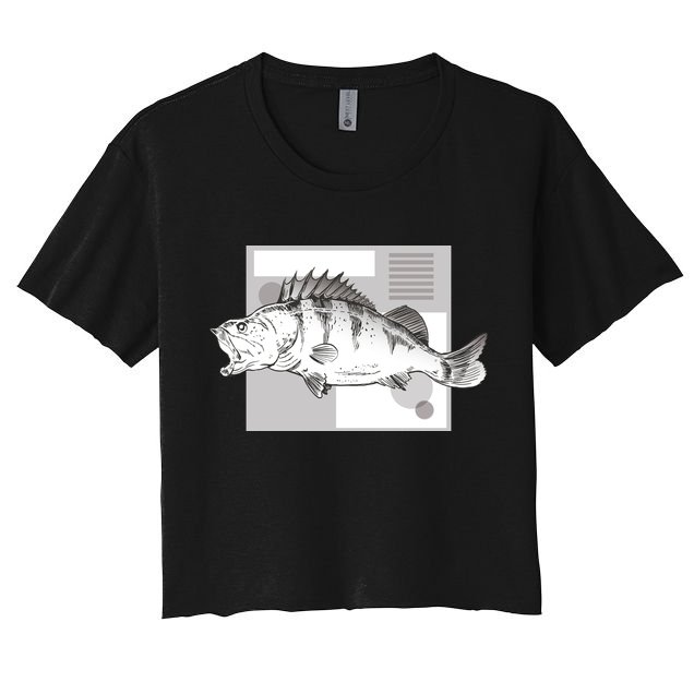 River Perch Fish Sketch Crop Top