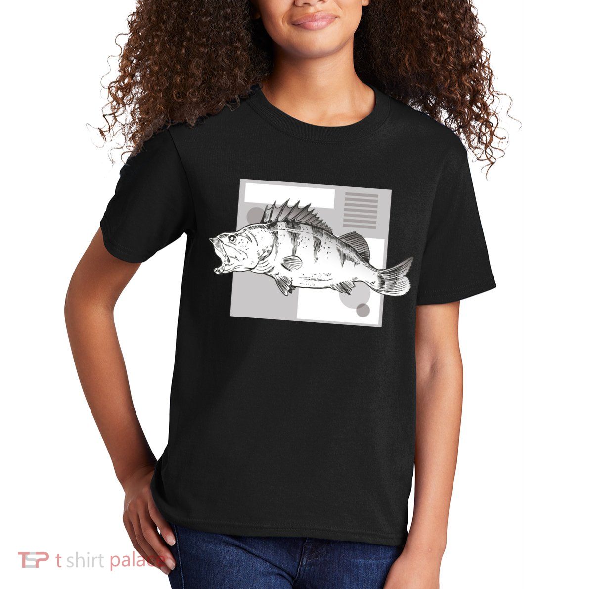 River Perch Fish Sketch Kids T-Shirt