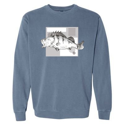 River Perch Fish Sketch Garment-Dyed Sweatshirt