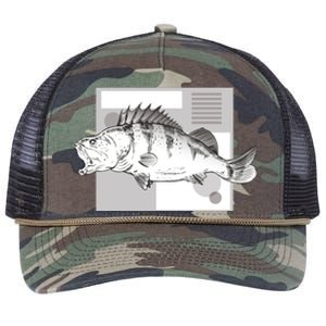 River Perch Fish Sketch Retro Rope Trucker Hat Cap