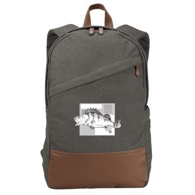 River Perch Fish Sketch Cotton Canvas Backpack