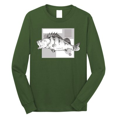 River Perch Fish Sketch Long Sleeve Shirt