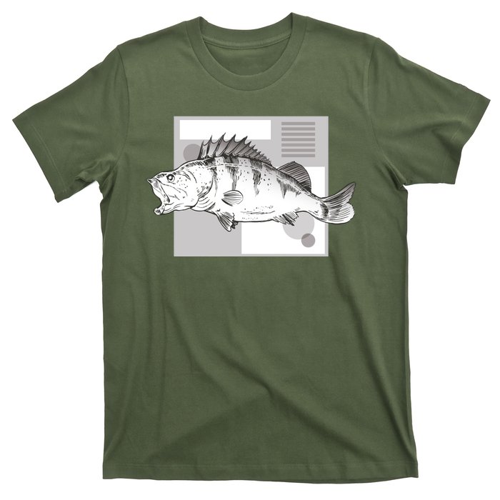 River Perch Fish Sketch T-Shirt