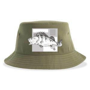 River Perch Fish Sketch Sustainable Bucket Hat