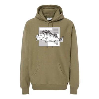 River Perch Fish Sketch Premium Hoodie