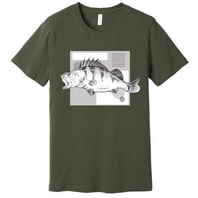 River Perch Fish Sketch Premium T-Shirt