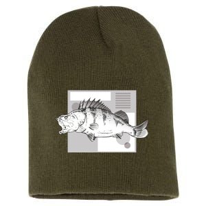 River Perch Fish Sketch Short Acrylic Beanie