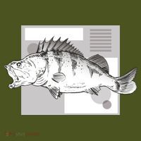 River Perch Fish Sketch Short Acrylic Beanie