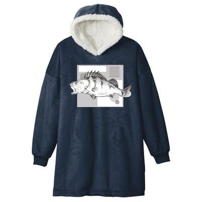 River Perch Fish Sketch Hooded Wearable Blanket