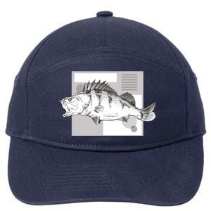 River Perch Fish Sketch 7-Panel Snapback Hat