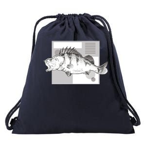 River Perch Fish Sketch Drawstring Bag