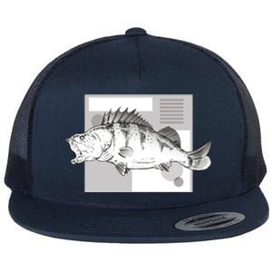 River Perch Fish Sketch Flat Bill Trucker Hat