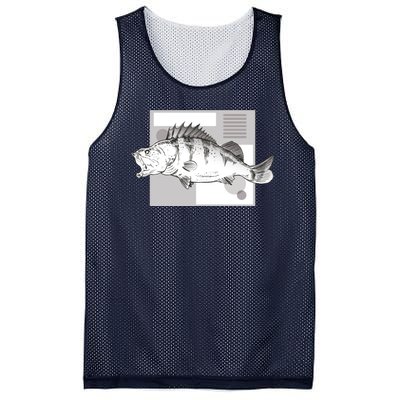 River Perch Fish Sketch Mesh Reversible Basketball Jersey Tank