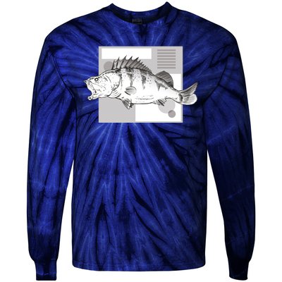 River Perch Fish Sketch Tie-Dye Long Sleeve Shirt