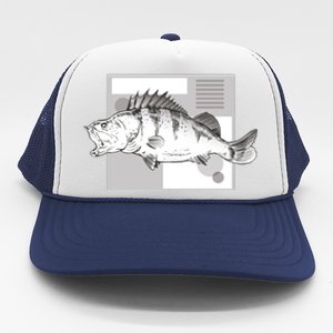 River Perch Fish Sketch Trucker Hat