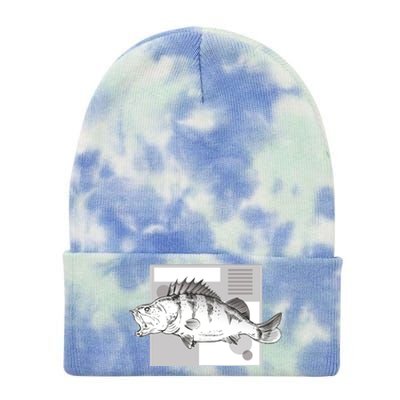 River Perch Fish Sketch Tie Dye 12in Knit Beanie