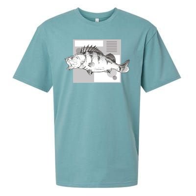 River Perch Fish Sketch Sueded Cloud Jersey T-Shirt