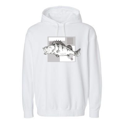 River Perch Fish Sketch Garment-Dyed Fleece Hoodie