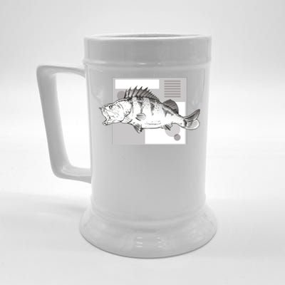 River Perch Fish Sketch Beer Stein