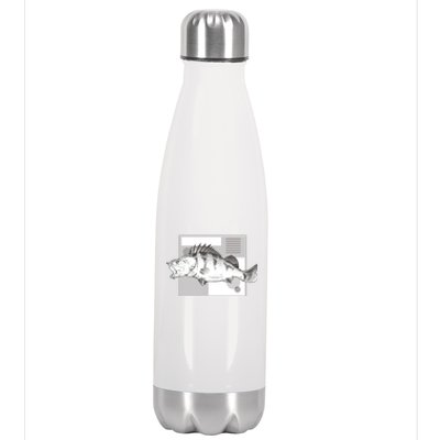 River Perch Fish Sketch Stainless Steel Insulated Water Bottle