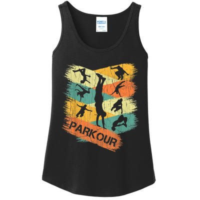 Retro Parkour For Boys Silhouette Vintage Free Running Ladies Essential Tank