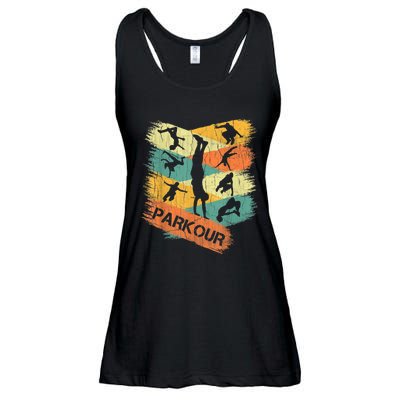 Retro Parkour For Boys Silhouette Vintage Free Running Ladies Essential Flowy Tank