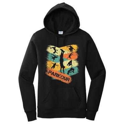 Retro Parkour For Boys Silhouette Vintage Free Running Women's Pullover Hoodie