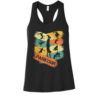 Retro Parkour For Boys Silhouette Vintage Free Running Women's Racerback Tank