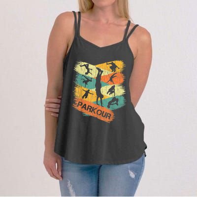 Retro Parkour For Boys Silhouette Vintage Free Running Women's Strappy Tank