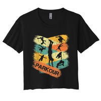 Retro Parkour For Boys Silhouette Vintage Free Running Women's Crop Top Tee