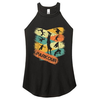 Retro Parkour For Boys Silhouette Vintage Free Running Women's Perfect Tri Rocker Tank