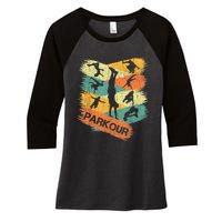 Retro Parkour For Boys Silhouette Vintage Free Running Women's Tri-Blend 3/4-Sleeve Raglan Shirt