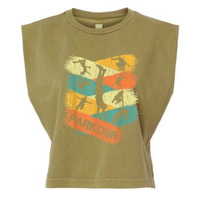 Retro Parkour For Boys Silhouette Vintage Free Running Garment-Dyed Women's Muscle Tee