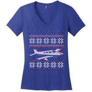 Rc Plane Flying Sports Pilot Ugly Christmas Sweater Style Gift Women's V-Neck T-Shirt