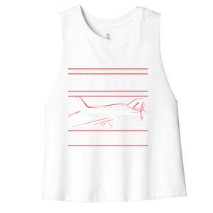 Rc Plane Flying Sports Pilot Ugly Christmas Sweater Style Gift Women's Racerback Cropped Tank