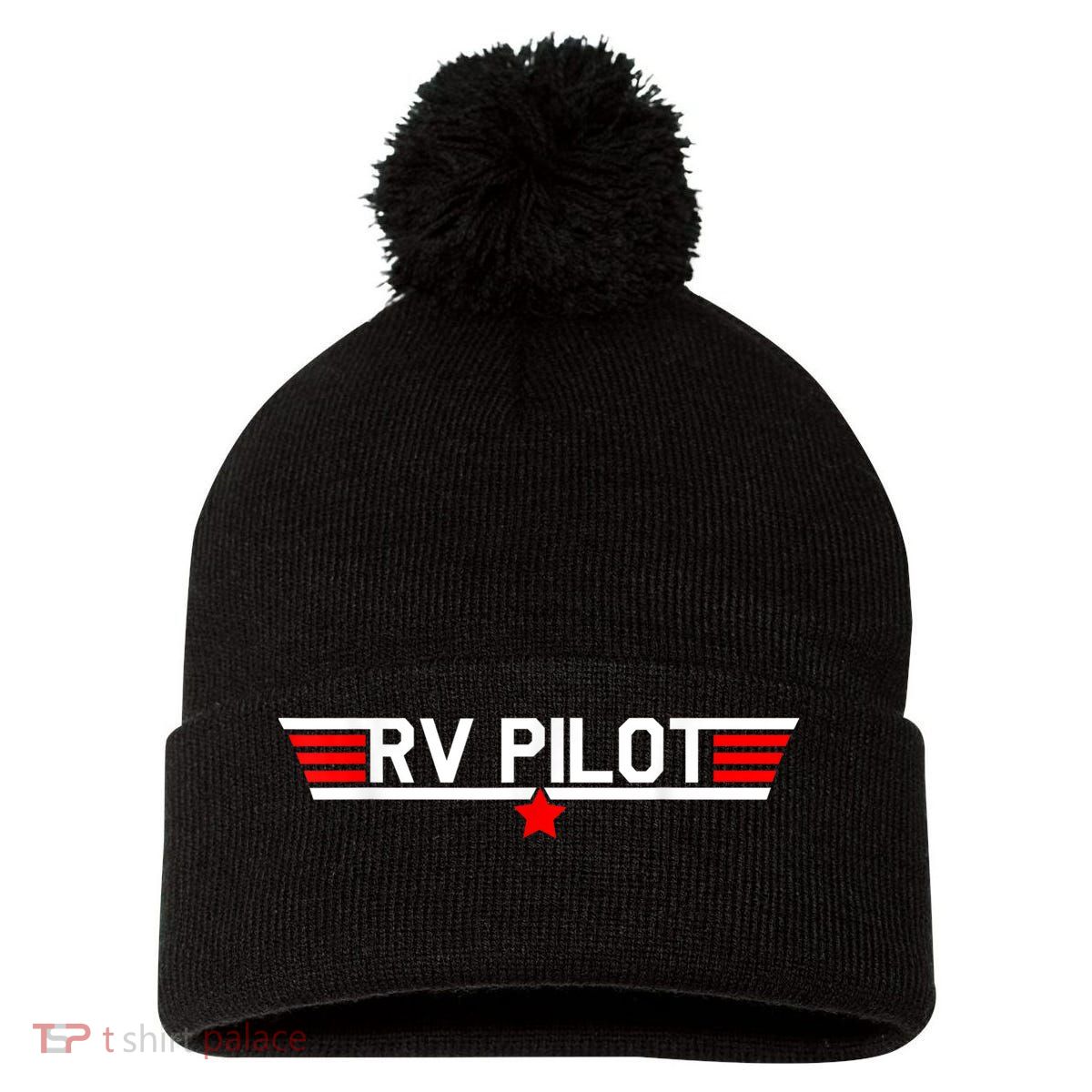 RV Pilot Funny Camper Motorhome Travel Camping Matching Gift Pom Pom 12in Knit Beanie