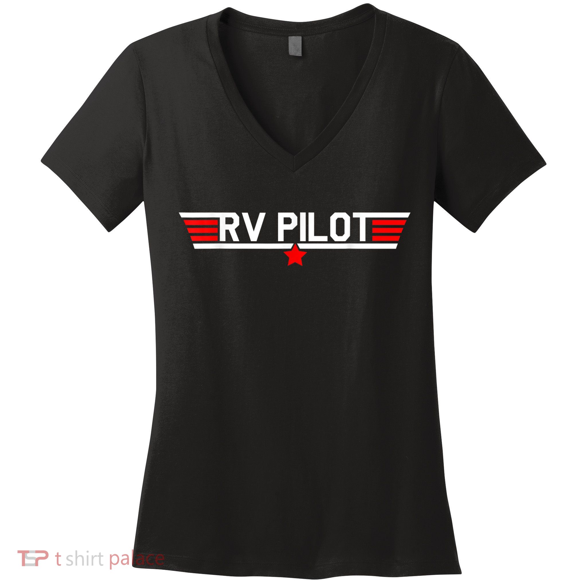 RV Pilot Funny Camper Motorhome Travel Camping Matching Gift Women's V-Neck T-Shirt