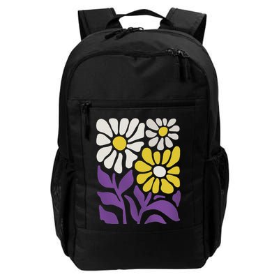 Retro Pride Flowers Subtle Enby Pride Subtle Pride Daily Commute Backpack