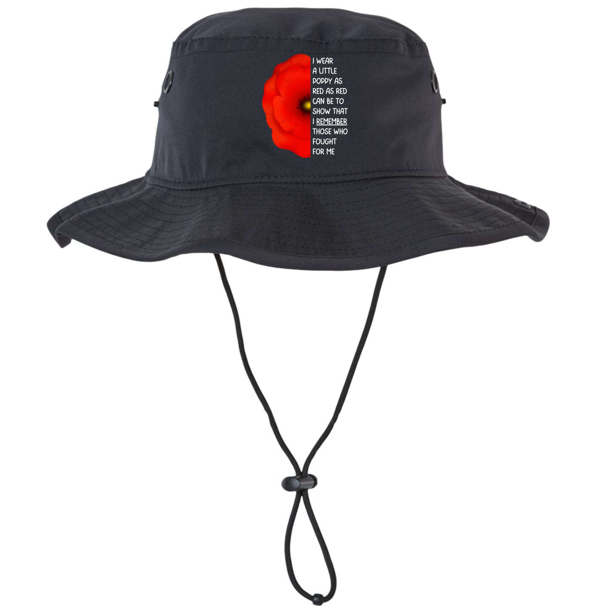 Red Poppy Flower Veterans Day USA Memorial Lest We Forget Bucket Hat