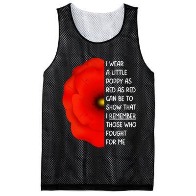 Red Poppy Flower Veterans Day USA Memorial Lest We Forget Mesh Reversible Basketball Jersey Tank